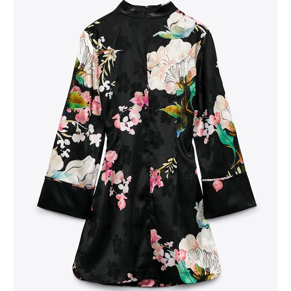 Zara Oriental Style Floral Print Mini Dress - Picture 5 of 9